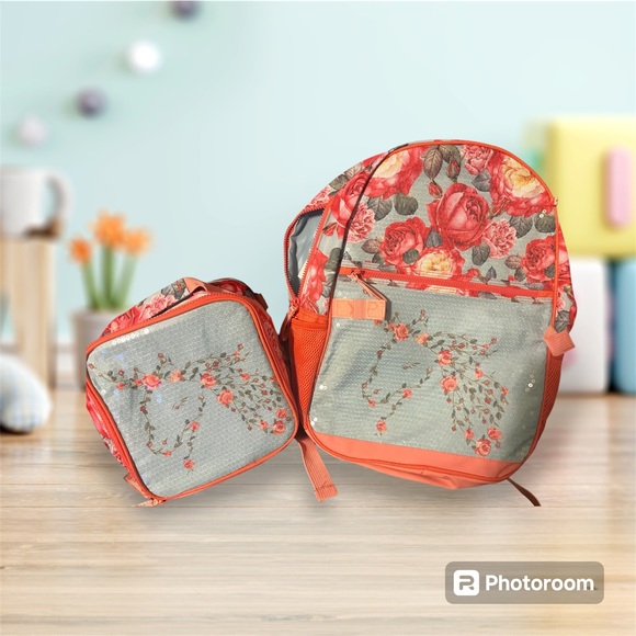 🚨Price Drop- NWT Wonder Nation Gorgeous Floral Backpack and Lunchbox Set 🌹🌸 - Picture 1 of 3